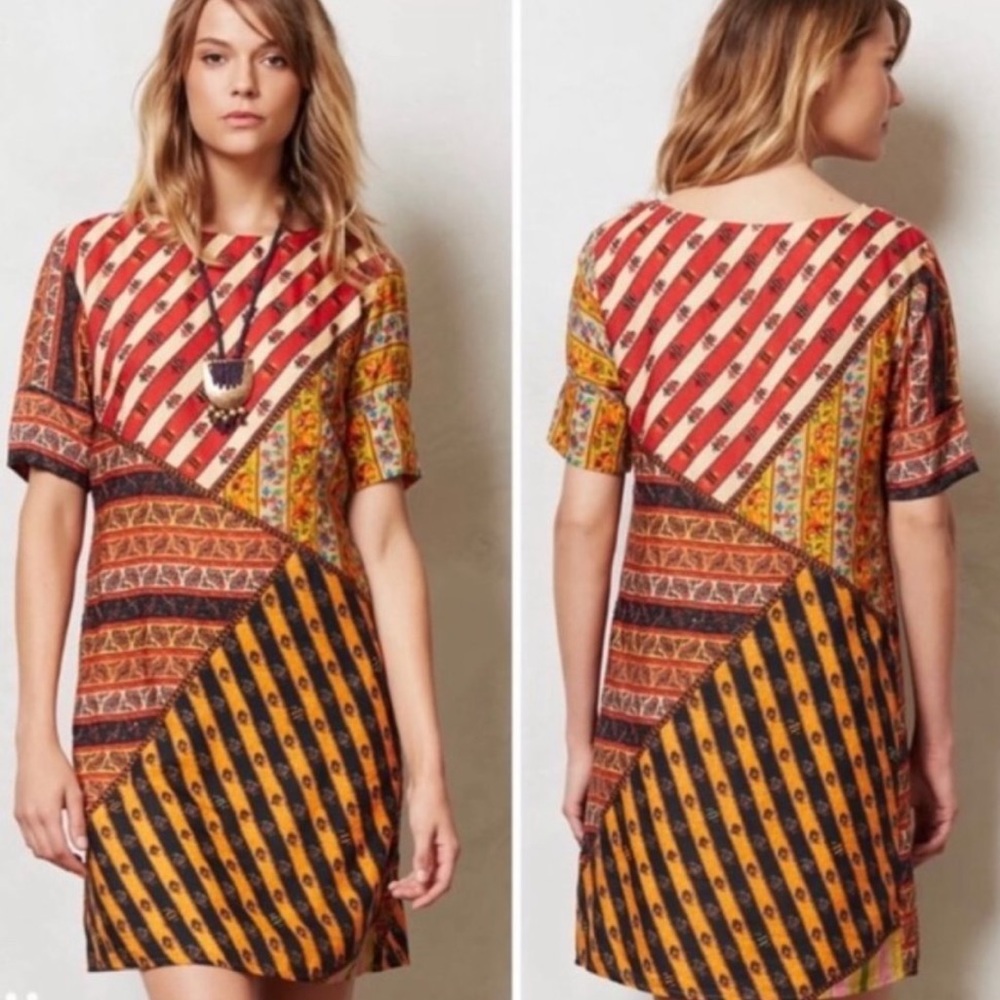 Tanvi Kedia Ozma beaded patchwork shift dress. Size S. Anthropologie